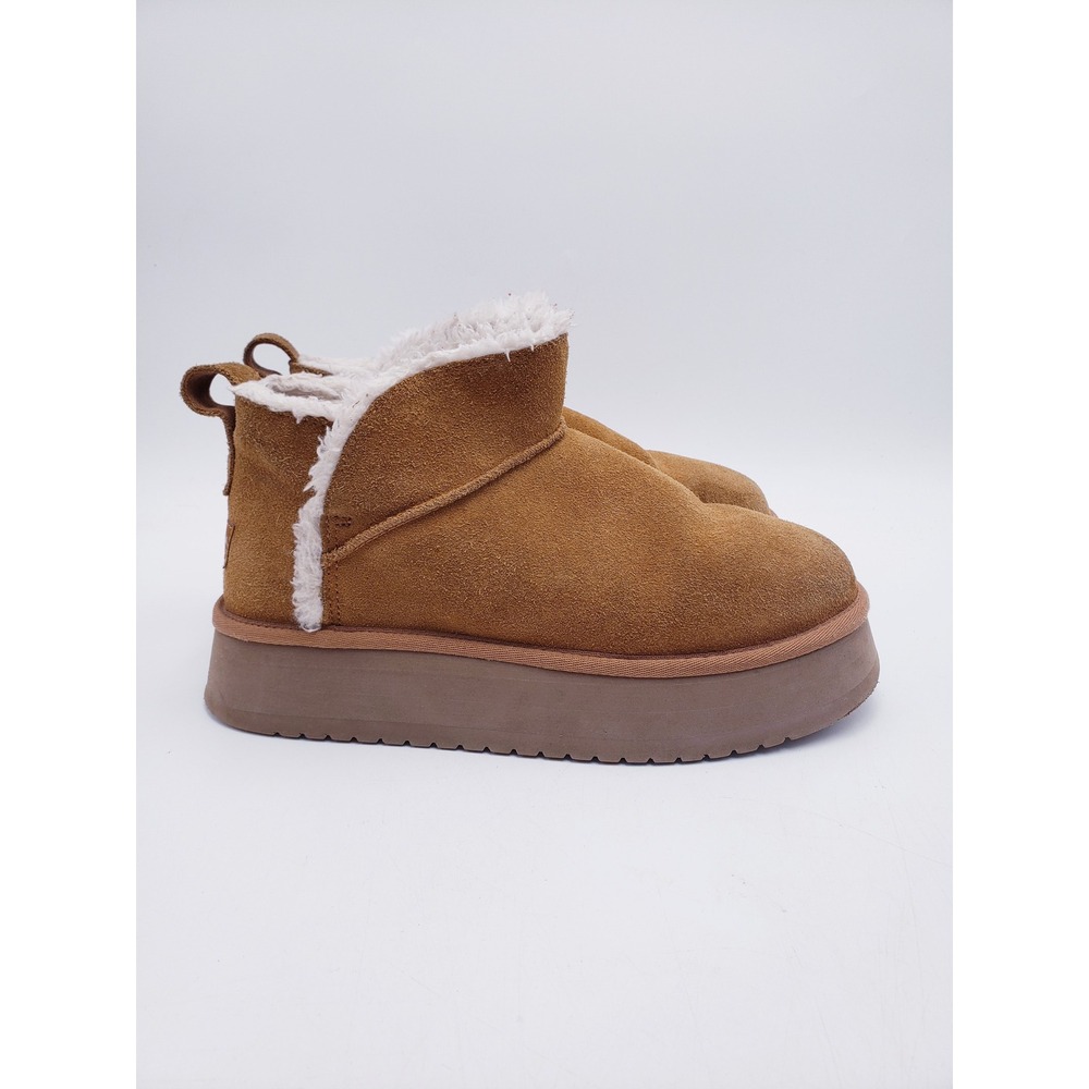 Koolaburra by UGG Koola Ultra Mini Platform Boot Chestnut Suede Shearling Size 8